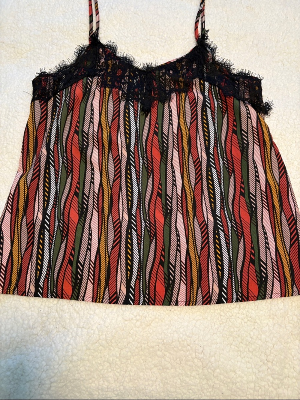 Striped Lace-Trim Camisole in Multi-Color